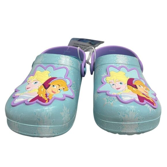 Disney Frozen Clogs Size 7/ 8 Elsa Anna Slip-On Shoes Blue Purple Footwear - Picture 1 of 7